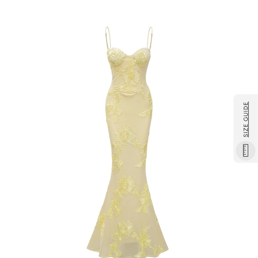 Miss Rossier Strapless Floral Embroidered Evening Gown - Yellow - Picture 2 of 7
